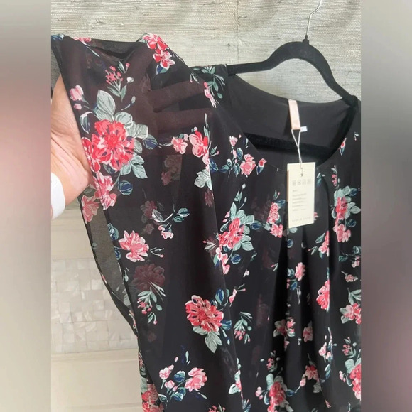 NWT new JINKESI large floral Batwing Short Sleeve Chiffon Top T-Shirt Blouse - Picture 9 of 14
